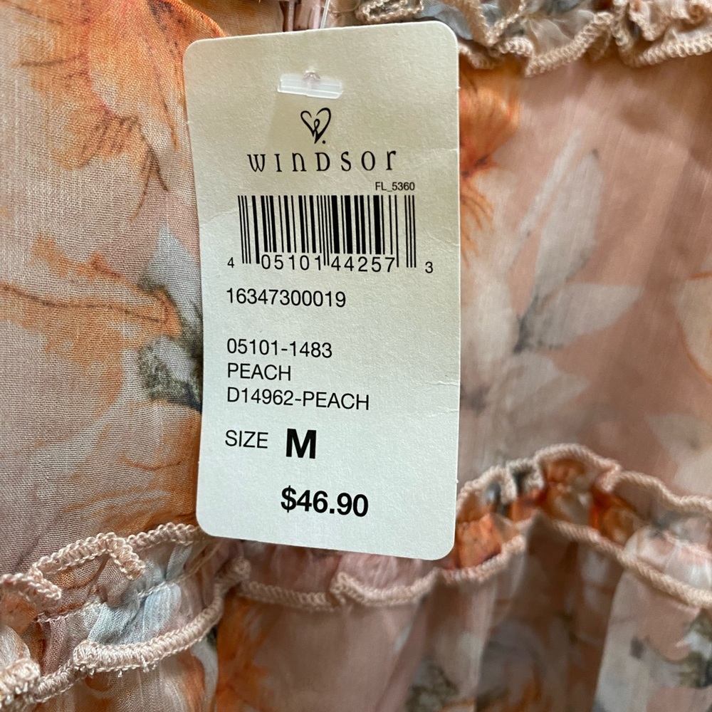 NWT WINDSOR M Peach Dress Floral - Picture 9 of 11